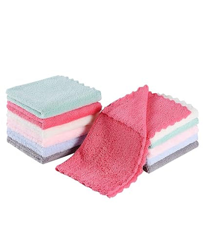 Slick- Baby Washcloths, 12 Pack, 10"x10", Microfiber Coral Fleece Baby Towels, Soft & Highly Absorbent Wash Cloths for Newborns, Infants and Toddlers, Gentle on Delicate Skin for Face, Hands and Body