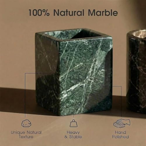 Natural Marble Tray Heavyweight Stone Vanity Tray for Bathroom Countertop, Coffee Table & Dresser - Handcrafted Rectangular Organizer (Green X, 12" x 8" x 1.2") - color: Green X