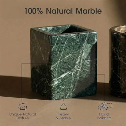 Natural Marble Tray Heavyweight Stone Vanity Tray for Bathroom Countertop, Coffee Table & Dresser - Handcrafted Rectangular Organizer (Green X, 12" x 8" x 1.2") - color: Green X