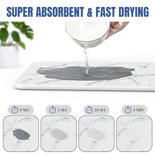 Quick Dry Stone Drying Mat for Kitchen Counter, Water-Absorbent Diatomaceous Dish Drying Mats, Multi-Purpose Stone Drying Tray for Cups Dishes Bottles