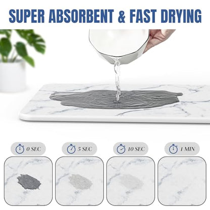 Quick Dry Stone Drying Mat for Kitchen Counter, Water-Absorbent Diatomaceous Dish Drying Mats, Multi-Purpose Stone Drying Tray for Cups Dishes Bottles