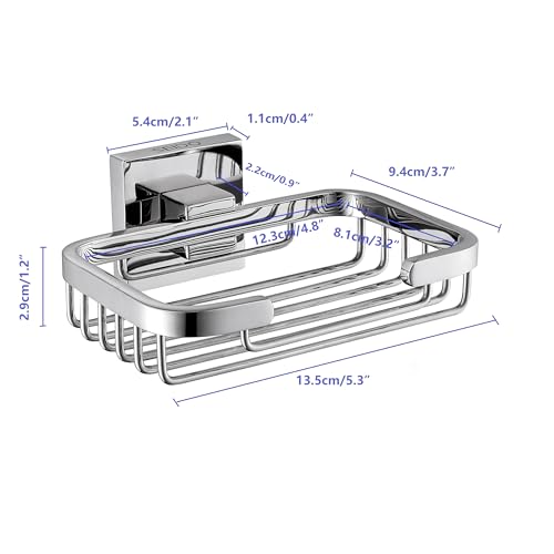 SEIDO Soap Dish for Shower, 304 Stainless Steel Bar Soap Holder for Bathroom & Kitchen, Polished Chrome Soap Tray for Shower, 4.8" L x 3.2" W Internal - color: Polished Chrome