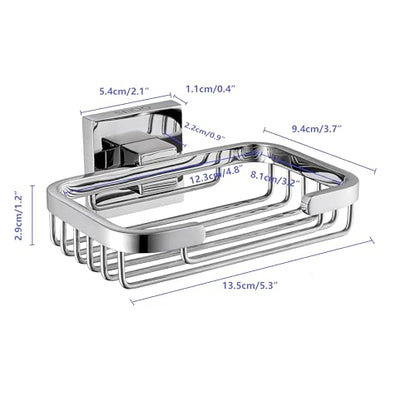 SEIDO Soap Dish for Shower, 304 Stainless Steel Bar Soap Holder for Bathroom & Kitchen, Polished Chrome Soap Tray for Shower, 4.8" L x 3.2" W Internal - color: Polished Chrome
