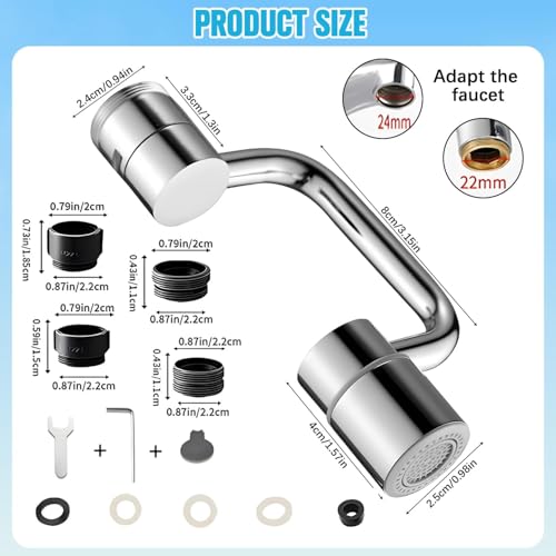 U Shape Faucet Extender - 360° Rotatable Universal Faucet Aerator, 2 Water Modes, Suitable for Bathroom Sink & Kitchen Sink, Easy Install