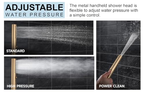 Lava Odoro Modern 3-Setting Bathtub and Shower Faucet, Gold Rainfall Tub Shower Faucet Set Shower Head and Handle Set, Tub Shower Valve Trim Kit, 10 Inch, Champagne Gold, SF104-CB-T - color: Champagne Gold, style: With Tub Spout