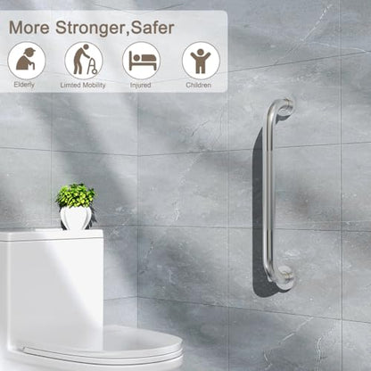 FANHAO 2 Pack Shower Grab Bar, 16 Inch Stainless Steel Bathroom Grab Bar with Anti-Slip Knurled Grip, Heavy Duty Shower Handle Bath Handle, Safety Bars for Elderly or Handicapped (Brushed) - color: Brushed