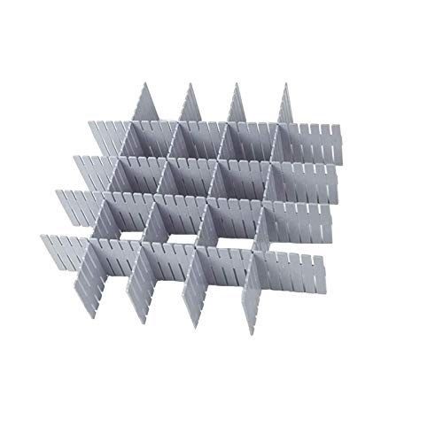Onerbuy 8pcs Adjustable Grid Drawer Dividers DIY Plastic Closet Separator Tidy Organizer Container for Underwear Socks Belt Office Supplies(Grey) - color: Gray