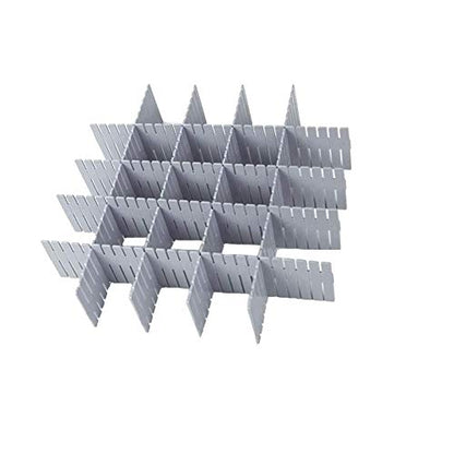 Onerbuy 8pcs Adjustable Grid Drawer Dividers DIY Plastic Closet Separator Tidy Organizer Container for Underwear Socks Belt Office Supplies(Grey) - color: Gray