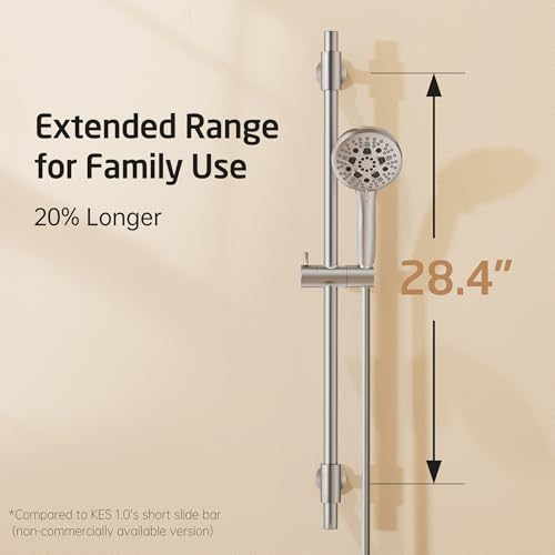 KES 30-Inch Shower Slide Bar with High Pressure 9 Functions Adjustable Handheld Shower Head & 59-Inch Hose, Built-in Power Wash to Clean Tub Tile & Pet, Wall Mount Brushed Finish 18/8 Stainless Steel - color: Brushed Nickel