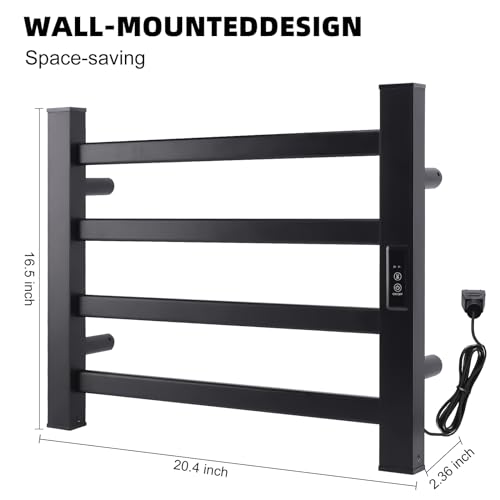 Towel Warmer Heated Towel Bar-Rack - Nopwer Bathroom Wall Mounted Electric Towel Drying Plug-in Matte Black 4 Bars - color: 4 Bars
