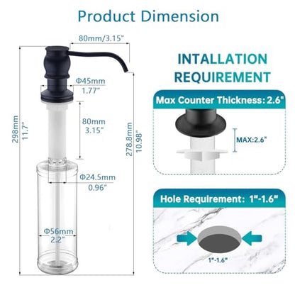 Brass Kitchen Soap Dispenser, Oil Rubbed Bronze in Sink Liquid Dish Soap Dispenser with High Capacity 500ML （17oz） ABS Bottle, Under Sink Hand Metal Dispenser Pump - color: Oil Rubbed Bronze, size: Without Hose
