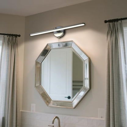 Vanity Light with On Off Switch,24 inch Brushed Aluminum LED Light Vanity Bar for Bathroom,Modern LED Wall Picture Lamps Sconces with Pull Chain Switch LED 3000-3500K (AM) - color: Brushed Aluminum