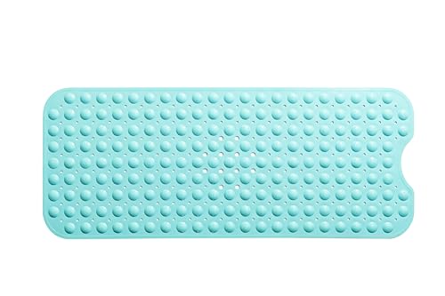 Extra-Long Non-Slip Bathtub & Shower Mat 39”x16” (Smooth/Non-Textured Tubs Only) Safe, Clean, Machine-Washable, Superior Grip&Drainage, Vinyl, Opaque Aqua/Blue-Green - color: Opaque Aqua (Blue-green), size: 39" x 16" (Rectangular)