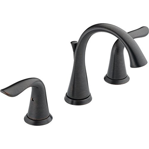Delta Lahara Oil Rubbed Bronze Bathroom Faucet 3 Hole, 8 Inch Widespread Bathroom Sink Faucet for Vanity, Metal Push-Pop Drain Assembly, Venetian Bronze 3538-RBMPU-DST - color: Venetian Bronze