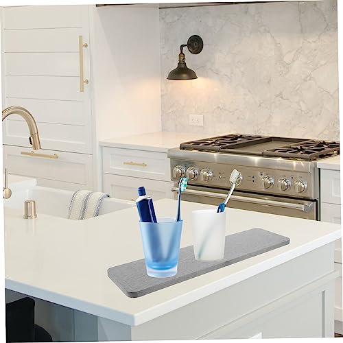 Absorbent Diatomite Mat for Bathroom Countertop Rectangle Design Fast Drying Deep Soap and Mouthwash Cup Mat Keeps Surfaces Dry and Tidy