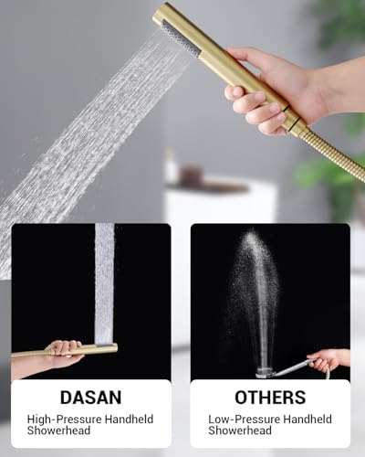 Dasan Rainfall Full Body Shower Faucet System with 12'' Round Shower & 6'' Round Shower,Brushed Gold Dual Shower Head Faucets Set with Handheld & Valve, Double Shower Head System for Couples/ 2-Person - color: Brushed Gold
