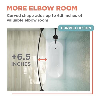 Zenna Home Curved Shower Curtain Rod, No Drill, 50-72 Inch Adjustable Tension Shower Rod for Bathroom, Rustproof, Non-Slip, Adds Room in Shower, Bronze - color: Bronze