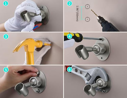 Solid Brass Adjustable Shower Head Holder Wall Mount(Brushed Nickel) | Pivot ball joint allows 360° rotation. Screw mount for secure wall installation. Fits most handheld shower sprayers. - color: Brushed Nickel