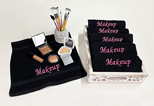Makeup Remover Towels. Fingertip Face Reusable Washcloths. Embroidered, 100% Soft Cotton. Facial Cleansing. Pack of 6.