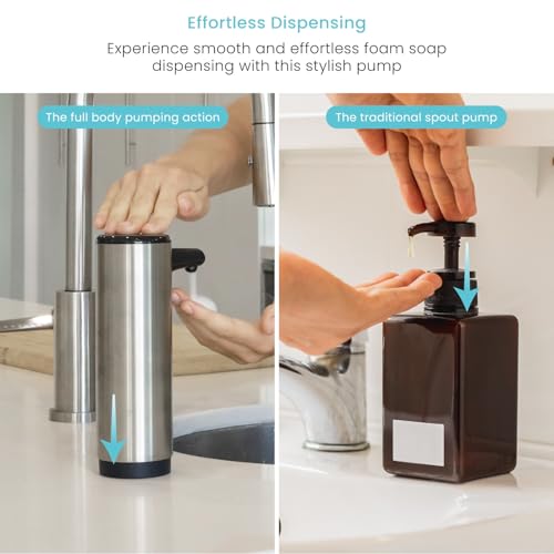 Home Zone Living Foaming Hand Soap Dispenser | Stainless Steel Outer Cover, Refillable Pump for Kitchen and Bathroom Sinks, Silver - color: Silver