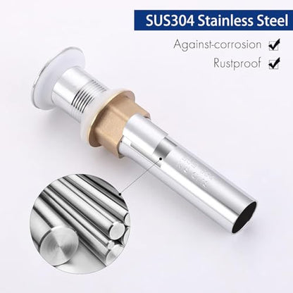 ANIS・KEBBR All Metal Pop Up Sink Drain Without Overflow Anti Clog Strainer Bathroom Kitchen 1.25-1.5 Inch Hole