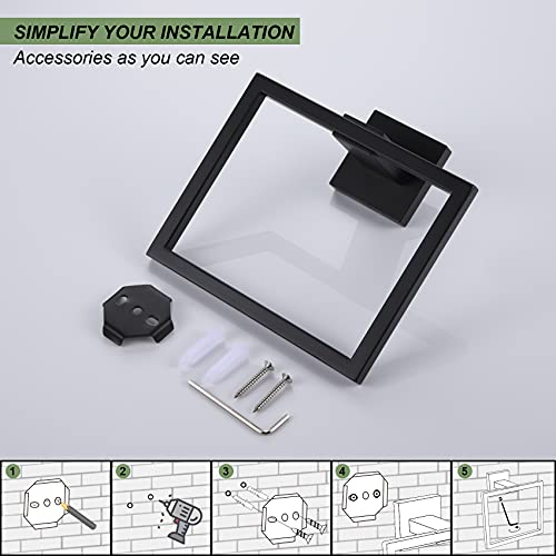 KOKOSIRI Hand Towel Ring Shower Towel Hanger Holder Bath Towel Holder Bathroom Lavatory Stainless Steel Wall Mount, Matte Black, B3004BK - color: Matte Black, size: 1 Pack