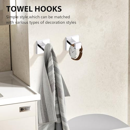 YACVCL 5-Piece Bathroom Hardware Accessories Set 23.6 inch Towel Bar Set Modern Towel Rack Kit Stainless Steel Wall Mounted (Polished Chrome) - color: Polished Chrome