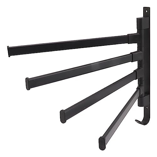 Heavy Aluminum Swivel Towel Bar, Matte Finish Wall Mounted Rack with Hooks Organize Towels and Clothes Save Space with Multi Arms Rustproof Suitable for Bathroom Bedroom Kitchen - color: 4 Arms