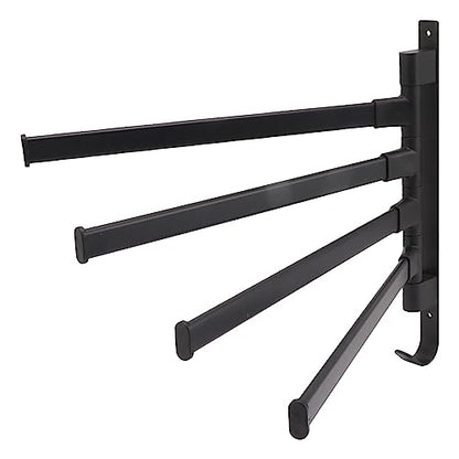 Heavy Aluminum Swivel Towel Bar, Matte Finish Wall Mounted Rack with Hooks Organize Towels and Clothes Save Space with Multi Arms Rustproof Suitable for Bathroom Bedroom Kitchen - color: 4 Arms