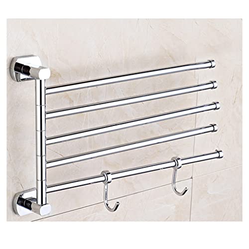 FAMMIX Modern Brass Chrome Swing Out Towel Bar, Folding Arm Swivel Hanger Bathroom Storage Organizer Rustproof Wall Mount, Swivel Towel Rack for Shower Room, Kitchen 5Bars - size: 5Bars