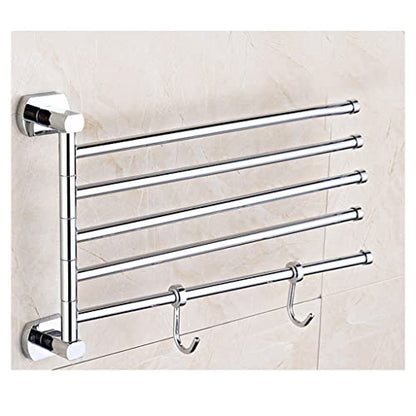 FAMMIX Modern Brass Chrome Swing Out Towel Bar, Folding Arm Swivel Hanger Bathroom Storage Organizer Rustproof Wall Mount, Swivel Towel Rack for Shower Room, Kitchen 5Bars - size: 5Bars