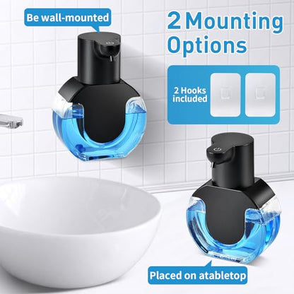 Automatic Foaming Soap Dispenser, 15oz/420ml Smart Hand Soap Dispensers, Touchless Wall Mount with 4-Level Adjustable, Rechargeable Foaming Hand Soap Dispenser for Bathroom Kitchen Office - Black-1 - color: Black-1