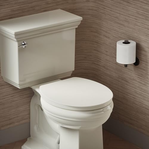 KOHLER K-26802-96 Impro ReadyLatch Quiet Close Round Toilet Seat, Soft Close Seat, Compatible with Round Toilets, Biscuit - color: Biscuit, size: Round