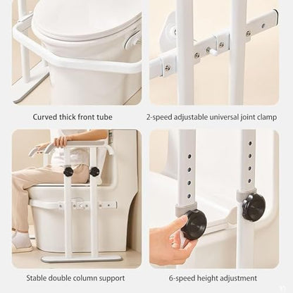 Toilet Safety Rail, Adjustable Toilet Frame with Padded Armrests, Bathroom Grabs Bar for Assistance with Stability and Support,User-Centric Care (Grey) - color: Gray