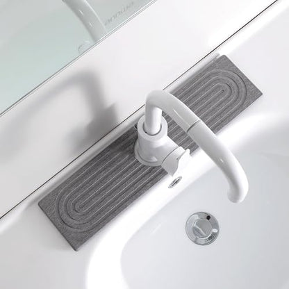 Diatomite Sink Splash Guard – Super Absorbent Kitchen & Bath Mat, Quick-Dry Non-Slip Drying Tray, Fits Most Faucets, Pet Bowl Mat, Vase Holder (Premium Gray, 15.8'' x 4'') - color: Gray-D