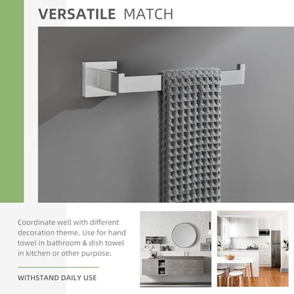 Angle Simple Brushed Nickel Hand Towel Holder, 10.24-in Bathroom Towel Bar | Sturdy SUS304 Stainless Steel, Square Hanger with Open Arm, Space Saving Home Decor, Screws Mounted - color: Brushed Nickel