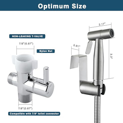 Premium Handheld Bidet Spray for Toilet | Adjustable Water Pressure | Leak-Proof Stainless Steel Toilet Bedit Sprayer | Muslim Shower | Cloth Diaper Washer Extra 1 Bidet Sprayer - color: Brushed Nickel, style: 2 Bidet Sprayer