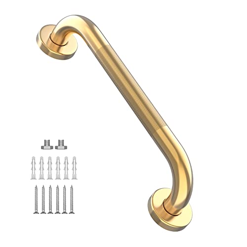 20 Inch Anti Slip Shower Grab Bars Gold, Munzong Bathroom Grab Handle | Knurled Safety Hand Rails Balance Bar Safety Hand Rail Support Handicap Elderly Injury Senior Assist Bath Handle - color: Gold, size: 20 Inch