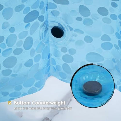 Shower Curtain Liner, Waterproof EVA 3D Shower Curtains with Duty Heavy Bottom Magnets and Rust Proof Grommets, Weighted Shower Liner for Shower Stall, Bathtubs - color: Blue Pebble, size: 72"W x 78"L (Pack of 1)