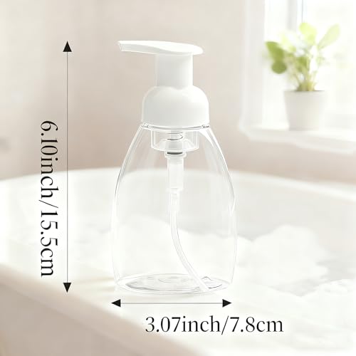 2-Pack Foaming Soap Dispenser Pump Bottles,Foam Hand Soap Dispenser with Refillable Plastic Container for Shampoo for Bathroom & Kitchen-Clear,8 oz(250ml)