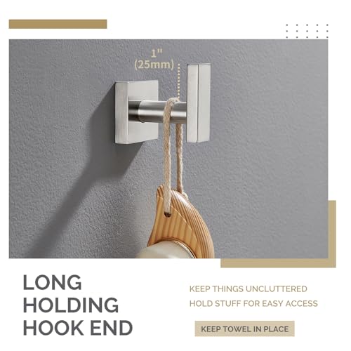 Angle Simple Towel Hook Brushed Nickel, Robe Coat Hand Towel Holder | Rustproof SUS304 Stainless Steel, Square Hook for Bathroom Shower Closet, Solid and Heavy Duty, Screws Mounted - color: Brushed Nickel
