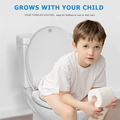 Toilet Seat Elongated White Flat Toilet Seat Cover with Quick Release Easy Clean Hinges, Comfortable Fit for Standard Toilets, Perfect for Home Bathroom Upgrades, Apartments and Guest Restrooms - size: Round with Toddler Seat