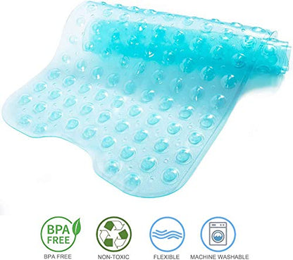 Tree Bud Bathtub Mats for Shower Tub Non-Slip Bath Mat 39 x 16 Inch Extra Long Shower Mat, Bath Tub Mat for Bathroom with Machine Washable, BPA Free for Kids (Clear Aqua) - color: Clear Aqua