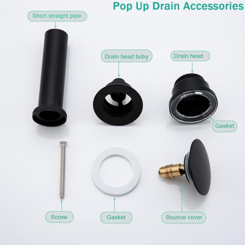 Dual Use Pop Up Drain Stopper, Bathroom Vanity Vessel Sink Stopper, Matte Black, for Basin with or Without Overflow Hole - color: Matte Black