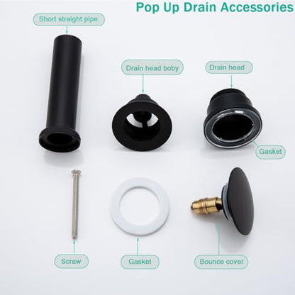 Dual Use Pop Up Drain Stopper, Bathroom Vanity Vessel Sink Stopper, Matte Black, for Basin with or Without Overflow Hole - color: Matte Black