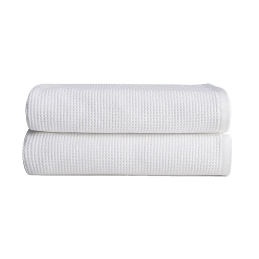 Cozy Earth Waffle Bath Towels, Mini Textured Waffle Weave Pattern | 60% Cotton 40% Viscose from Bamboo Bath Towels 30 x 58 Inches, Soft and Absorbent Terry, 2 Pack White - color: White, size: Bath Towel