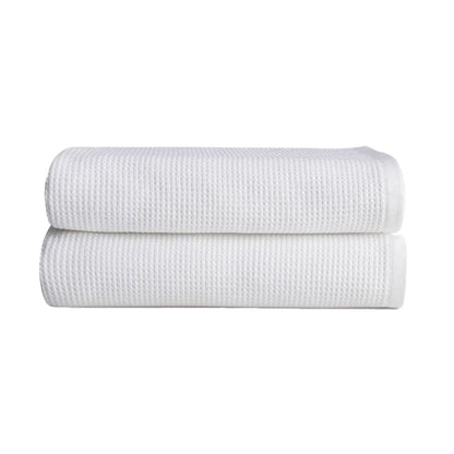 Cozy Earth Waffle Bath Towels, Mini Textured Waffle Weave Pattern | 60% Cotton 40% Viscose from Bamboo Bath Towels 30 x 58 Inches, Soft and Absorbent Terry, 2 Pack White - color: White, size: Bath Towel