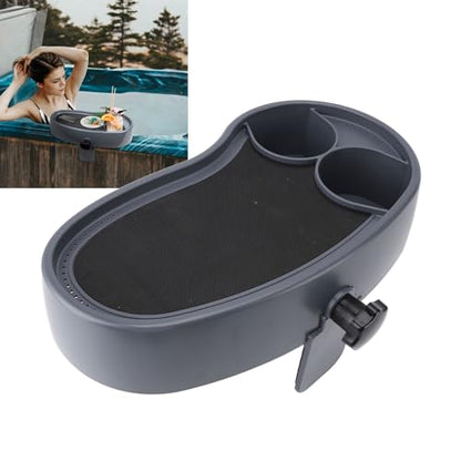 Zopsc Adjustable Hot Tub Tray with Cup Holder Anti Slip Plastic Serving Tray for Beverages Books Food, Heavy Duty Bathtub Side Table for Pool Spa Use, 2-Piece Set