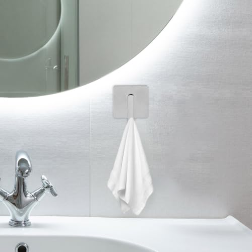 KALLORY Stainless Steel Adhesive Wall Hooks for Hanging Heavy Duty Towels and Clothes Punch-Free Strong Self-Adhesive Hooks for Bathroom and Kitchen