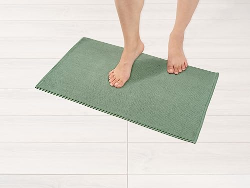 American Soft Linen Bath Rug, 17 in 24 in 100% Cotton Bath Mats Rugs for Bathroom, Slip Reducer Washable Shaggy Form Area Rugs, Sage Green Bath Rug - color: Sage Green, style: 17x24" Cotton Bath Mat